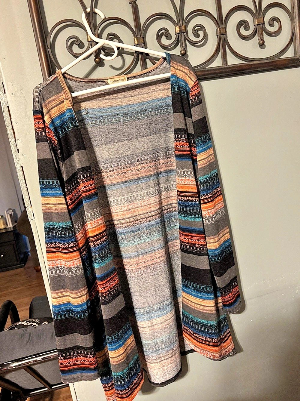 maurices Striped Cardigan in Gray & Orange Size Small